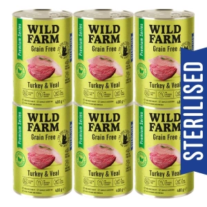 WILD FARM Premium Grain Free Turkey and Teleal 6x400g - krmivo bez obilovin pro sterilizované kočky