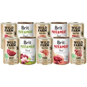 BRIT PATE & MEAT + WILD FARM Pate Mix příchutí 10x400g