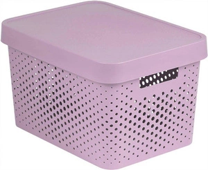 Curver Úložný box s víkem a puntíky Infinity 17 l růžová
