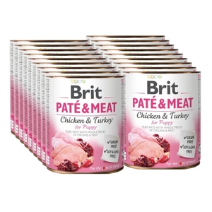 BRIT PATÉ & MEAT KUŘE A KRŮTA PRO ŠTĚŇATA 24x800g