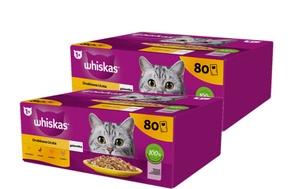 WHISKAS Adult sáček 160 x 85 g Drůbeží kousky - vlhké krmivo pro dospělé kočky v želé (kousky s: kuřecím, kachním, drůbežím, krůtím)