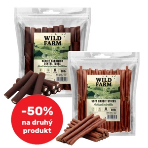 WILD FARM králičí dentální trubičky 500g + WILD FARM králičí tyčinky 500g