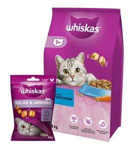 Whiskas Adult tuňák 14 kg + WHISKAS Energy and Vitality 45g pamlsek pro kočky, s kuřecím masem