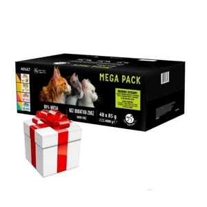 PetRepublic mokré krmivo pro kočky v jemné omáčce MIX s příchutí masa a ryb 48x85g + překvapení pro kočku ZDARMA