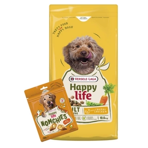 VERSELE-LAGA Happy Life Adult with Chicken 12,5 kg + VERSELE LAGA Happy Life Snack 150 g MIX