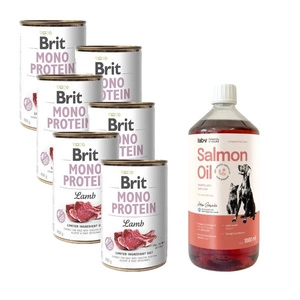 BRIT MONO PROTEIN LAMB 6x400g & LAB V Lososový olej 1000 ml