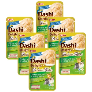 INABA Dashi Delights Delicate Flakes Chicken with Tuna & Scallop Recipe 6x40g