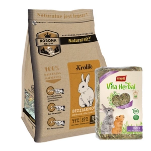KORONA NATURY Natural-Vit krmivo pro králíky 750g + Seno 800g