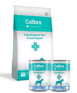 Calibra Veterinary Diets Dog Hypoallergenic 12kg + Calibra Veterinary Diets Dog Hypoallergenic Insect & Salmon 2x400 g