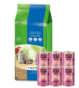 JRS Cat's Best Universal 40 l + WILD FARM Pate Chicken 6x400g