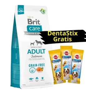 Brit Care Grain-free Adult Salmon & Potato 12kg + 3x DentaStix GRATIS