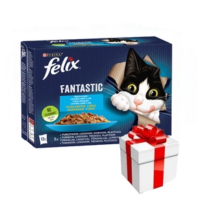 FELIX Fantastické rybí želé příchutě: 12x85g + překvapení pro kočku ZDARMA