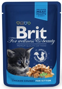 Brit cat Kitten Pouches s kuřecími kousky v omáčce 100 g
