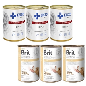 BRIT GF Veterinary Diets Dog Hepatic 3x400g + ENZO VET Hepatic pro psy 3x400g