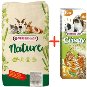 VERSELE-LAGA Cavia Nature 9kg + VERSELE LAGA Crispy Sticks Rabbits-Guinea Pigs Carrot & Parsley 110 g – 2 tyčinky s příchutí mrkve a petržele pro králíky a morčata ZDARMA