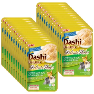 INABA Dashi Delights Delicate Flakes Kuře s tuňákem a mušlemi 24x40g