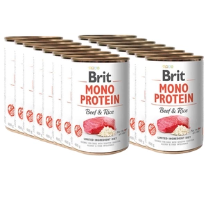 BRIT MONO PROTEIN HOVĚZÍ MASO A HNĚDÁ RÝŽE 18x400g