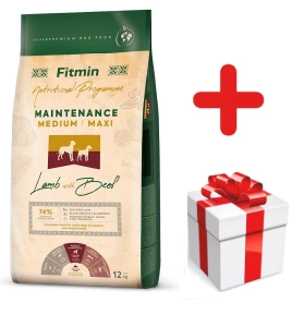 FITMIN Medium Maxi Maintenance Lamb&Beef 12kg + PŘEKVAPENÍ PRO PSA