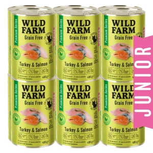 WILD FARM Premium Grain Free Turkey and Salmon Junior 12x400g - krmivo pro koťata bez obilovin
