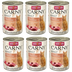 ANIMONDA Cat Carny Adult příchuť: kuřecí, krůtí a kachní srdce 6x400g