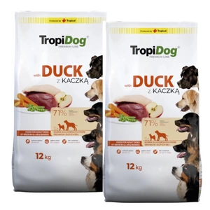 TROPIDOG Premium adult medium & large breed s kachnou a rýží 2x12kg