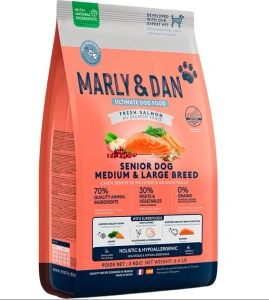 Marly & Dan Senior Dog Medium & Large Breed Fresh Salmon Holistic & Hypoallergenic 3kg suché krmivo