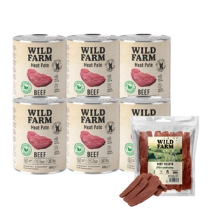 WILD FARM Pate Beef 6x800g bezlepkové krmivo pro psy + hovězí svíčková 500g