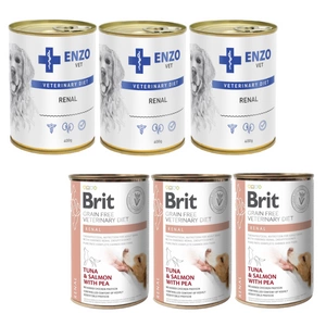 BRIT GF veterinary diets dog Renal 3x400g + ENZO VET Renal s hovězím masem pro psy 3x400g
