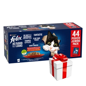 Felix Fantastic MIX příchutě v želé: 44x85g + překvapení pro kočku ZDARMA