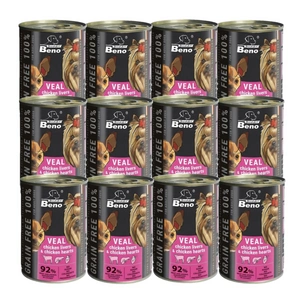 Super Beno BEZOBILNÉ KUSKY S TELECÍM MASA, DRŮBEŽÍ JÁTKOU A DRŮBEŽÍM SRDCEM V OMÁČCE 12x415g