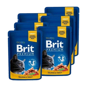 BRIT Cat Premium s lososem & pstruhem v omáčce 12x100 g