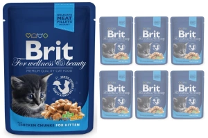 Brit cat Kitten Pouches s kuřecími kousky v omáčce 6x100 g