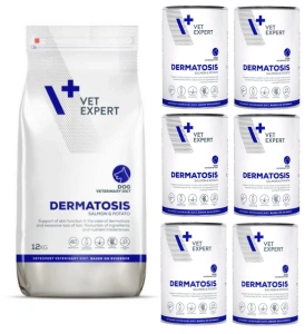VETEXPERT Dog Dermatosis Salmon Potato 12kg + Dermatosis Dog 6x400g