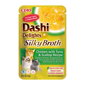 INABA Dashi Delights Silky Broth Chicken with Tuna & Scallop Recipe 40g