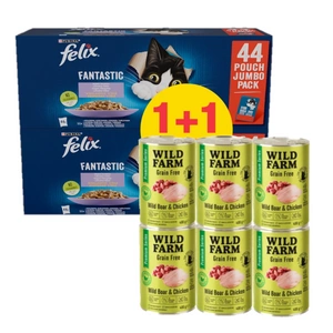 WILD FARM Premium Grain Free Wild Boar and Chicken 6x400g + Felix v želé MIX MASOsáček 44x85g 1 +1 ZDARMA