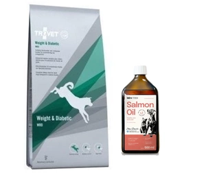 TROVET WRD Weight & Diabetic 12,5kg + LAB V Lososový olej obohacený o vitamíny 500ml