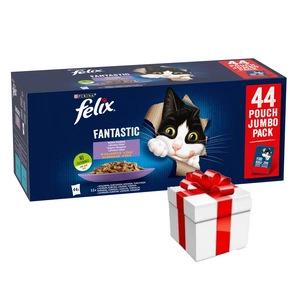 Felix Fantastic s hovězím kuřetem lososem a tuňákem v želé 44x85g + překvapení pro kočku ZDARMA