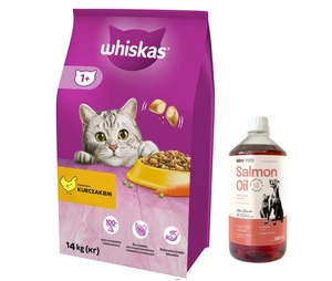Whiskas Adult kuře 14 kg + LAB V Lososový olej pro kočky 1000ml