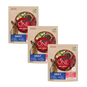PURINA ONE Mini Adult Beef, rýže - suché krmivo pro psy - 3x800g