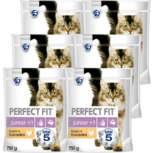 PERFECT FIT (Junior) 6x750g Bohaté na kuřecí - suché krmivo pro kočky