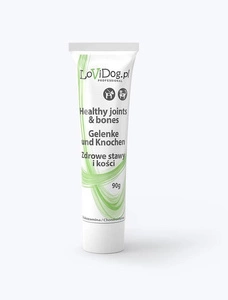 Lovi Dog Zdravé klouby a kosti - paštika pro psy a kočky v tubě, prémiový masový snack s vitamíny a omega 3 a mletými vaječnými skořápkami 90g