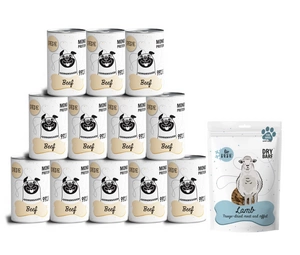 PEPE MONO PROTEIN Hovězí 12x400g + Lio PEPE Jehněčí (jehněčí plíce) lyofilizovaná pochoutka 50g ZDARMA