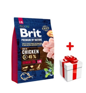 BRIT Premium By Nature Senior L+XL 3kg + Překvapení pro psa