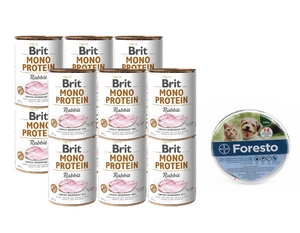 BRIT MONO PROTEIN RABBIT 12x400g + Foresto obojek pro malé psy a kočky do 8 kg 38 cm