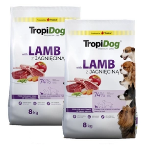 TROPIDOG Premium Adult Small Breeds s jehněčím a rýží 2x8kg