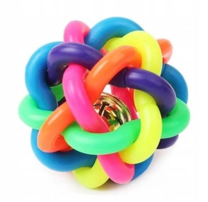 NUXIE Žvýkací hračka pro psy gumový míček pletený zvonek 6cm