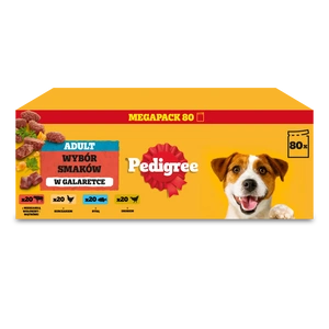 PEDIGREE® Adult Mokré krmivo pro dospělé psy, Výběr chutí v želé, sáček 80 x 100 g