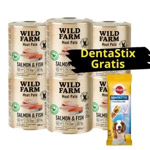 WILD FARM Pate Salmon&Fish 6x800g bezlepkové krmivo pro psy + DentaStix GRATIS