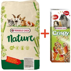 VERSELE-LAGA Cuni Nature 9kg + VERSELE LAGA Crispy Sticks Rabbits-Guinea Pigs Fruit 110 g – 2 ovocné tyčinky pro králíky a morčata ZDARMA