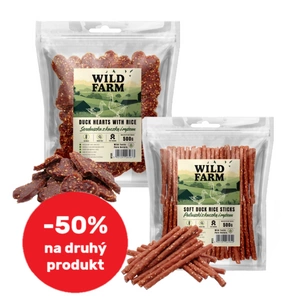 WILD FARM Tyčinky s kachnou a rýží 500g + WILD FARM Srdíčka s kachnou a rýží 500g